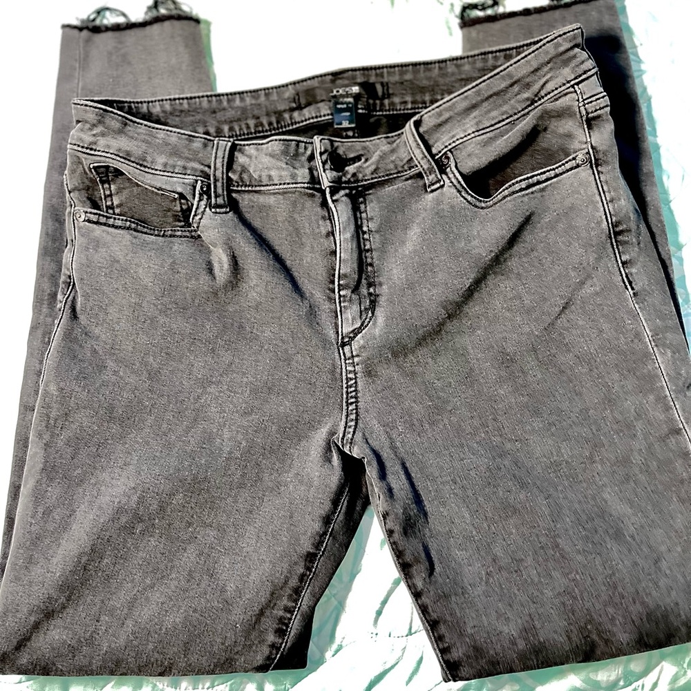 Joes Jeans Raw Hem Black Skinny Jeans Sz 32